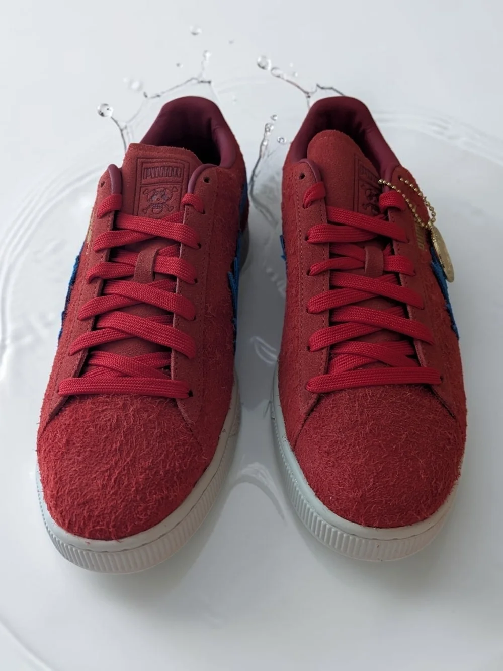 Puma Suede Men's Size 12 Red Blue Flame Stripe Gum Sole Sneaker